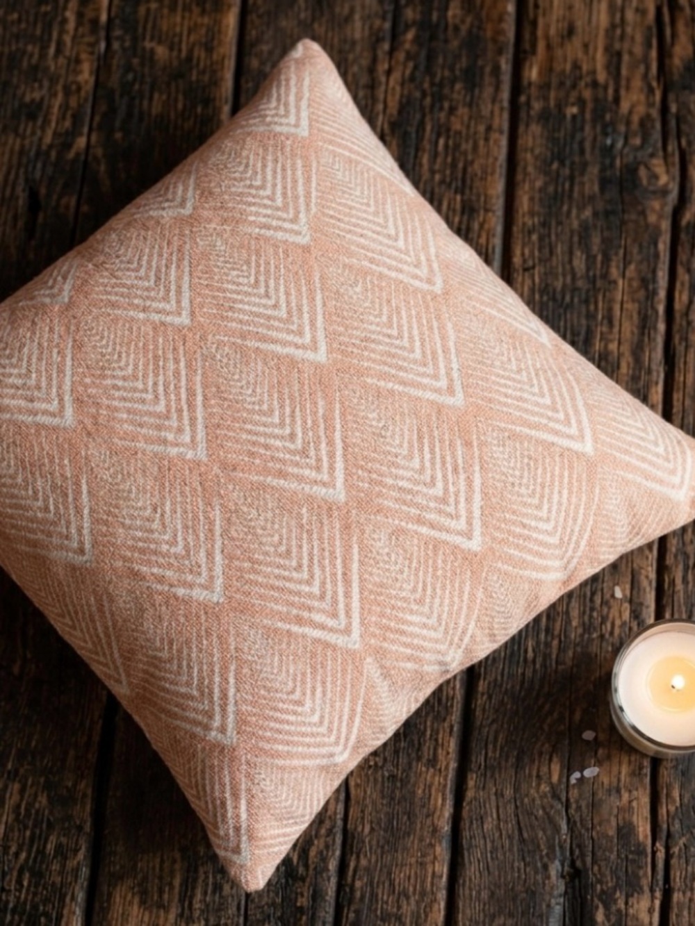 Soft Peach Geometric Throw Pillow